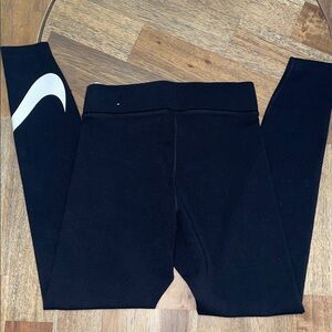 Nike Black Leggings with White Swoosh Detail